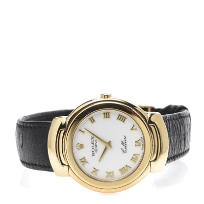 Rolex 18K Yellow Gold Ostrich 33mm Cellini Quartz Watch Black 6622 3 of 11