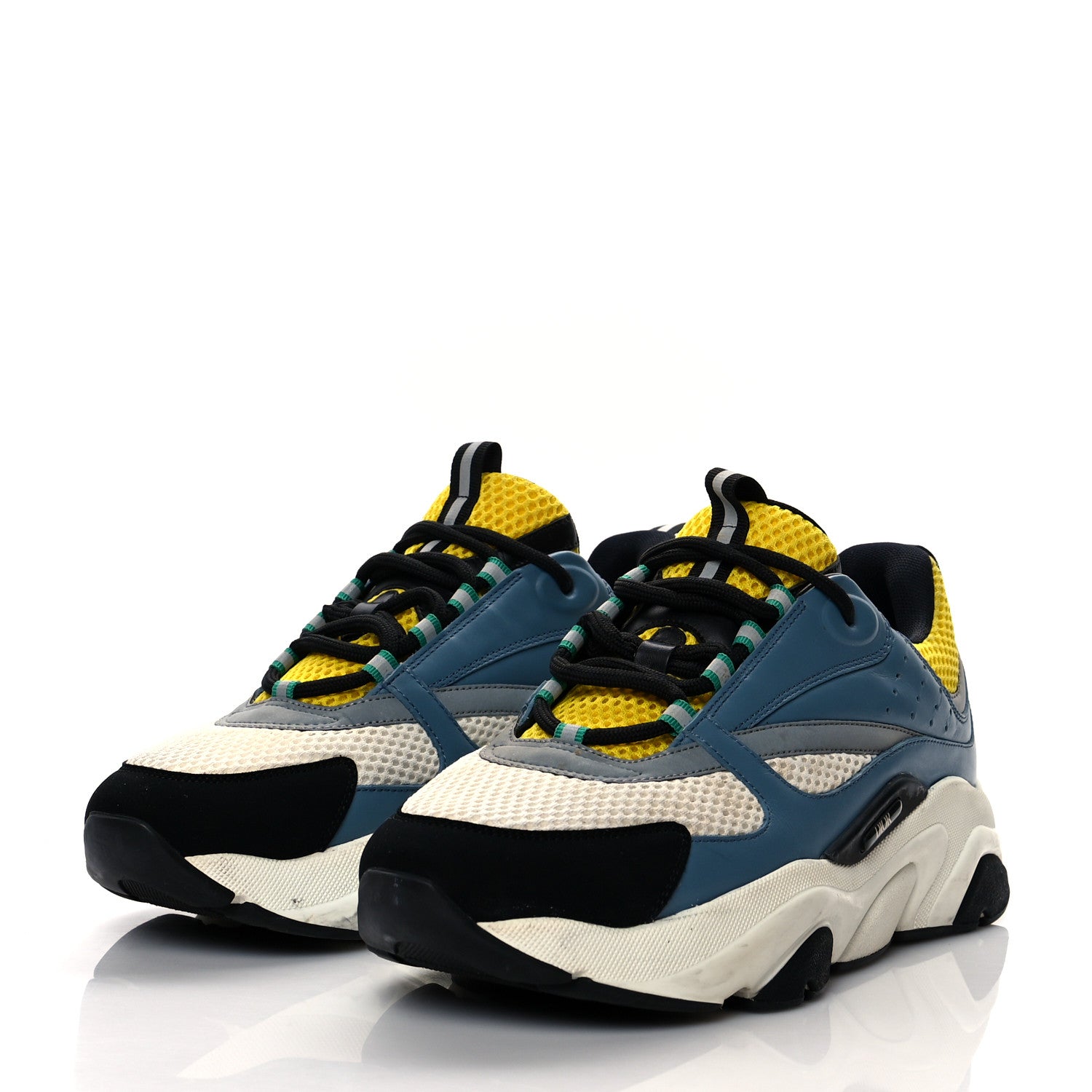 Christian Dior Technical Mesh Calfskin Mens B22 Sneakers 43 Blue Yellow 3 of 13