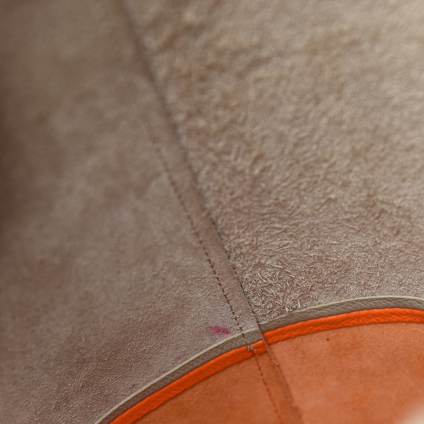 Grained Calfskin Small Vertical Bi-Cabas Fluo Orange Taupe