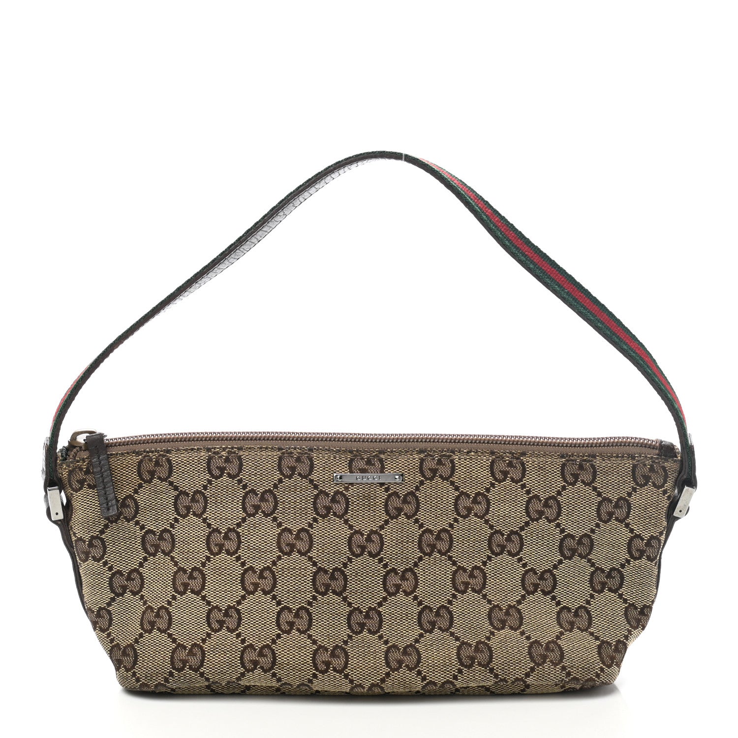 Gucci Monogram Web Boat Pochette Brown 1 of 7