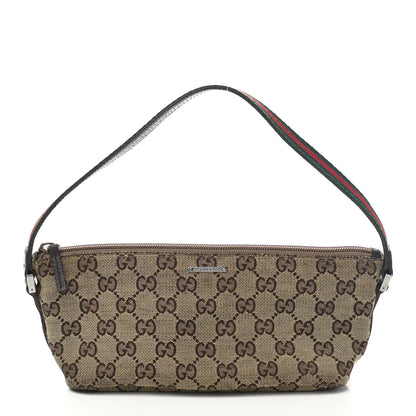 Gucci Monogram Web Boat Pochette Brown 1 of 7