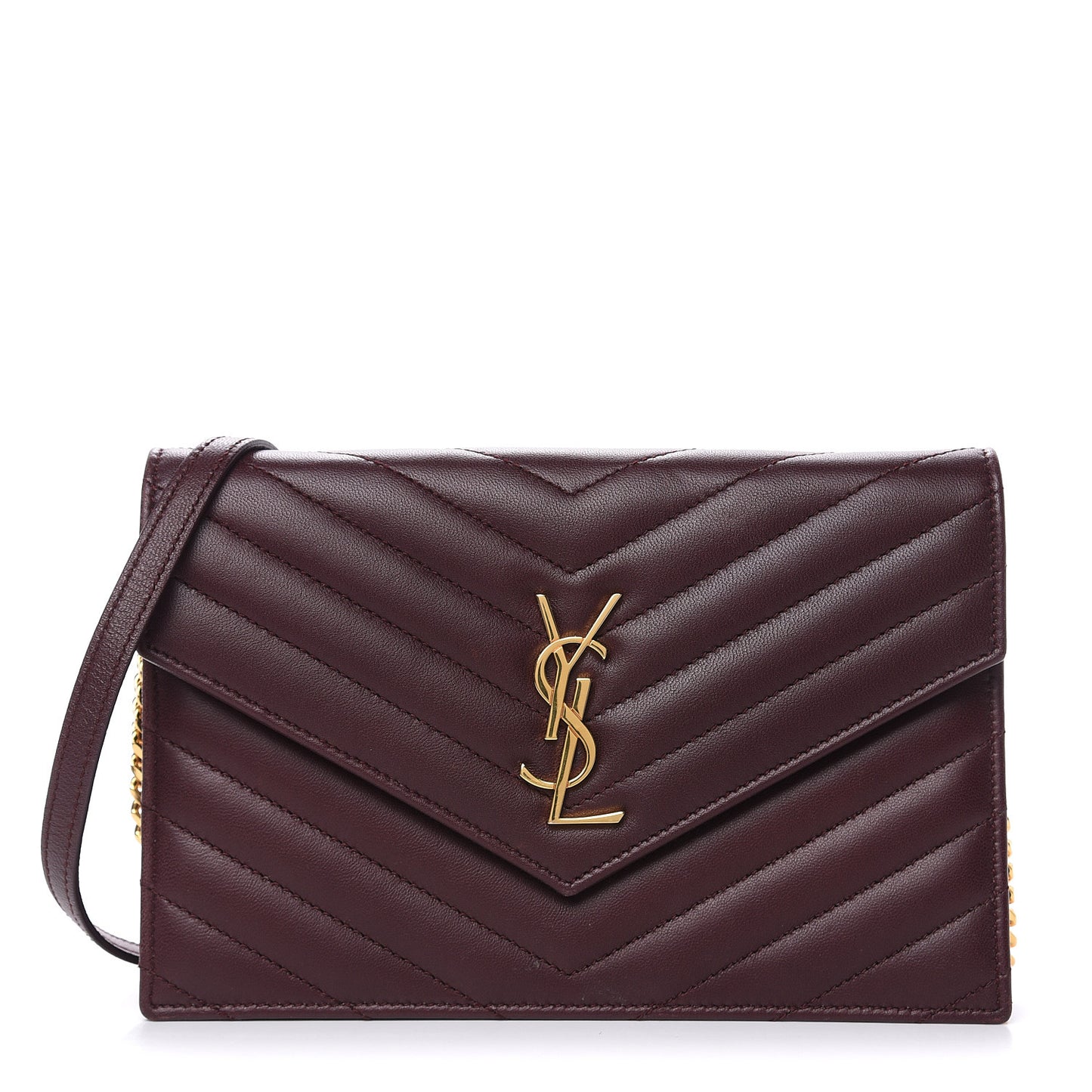 Nappa Matelasse Chevron Monogram Chain Wallet Amaranto