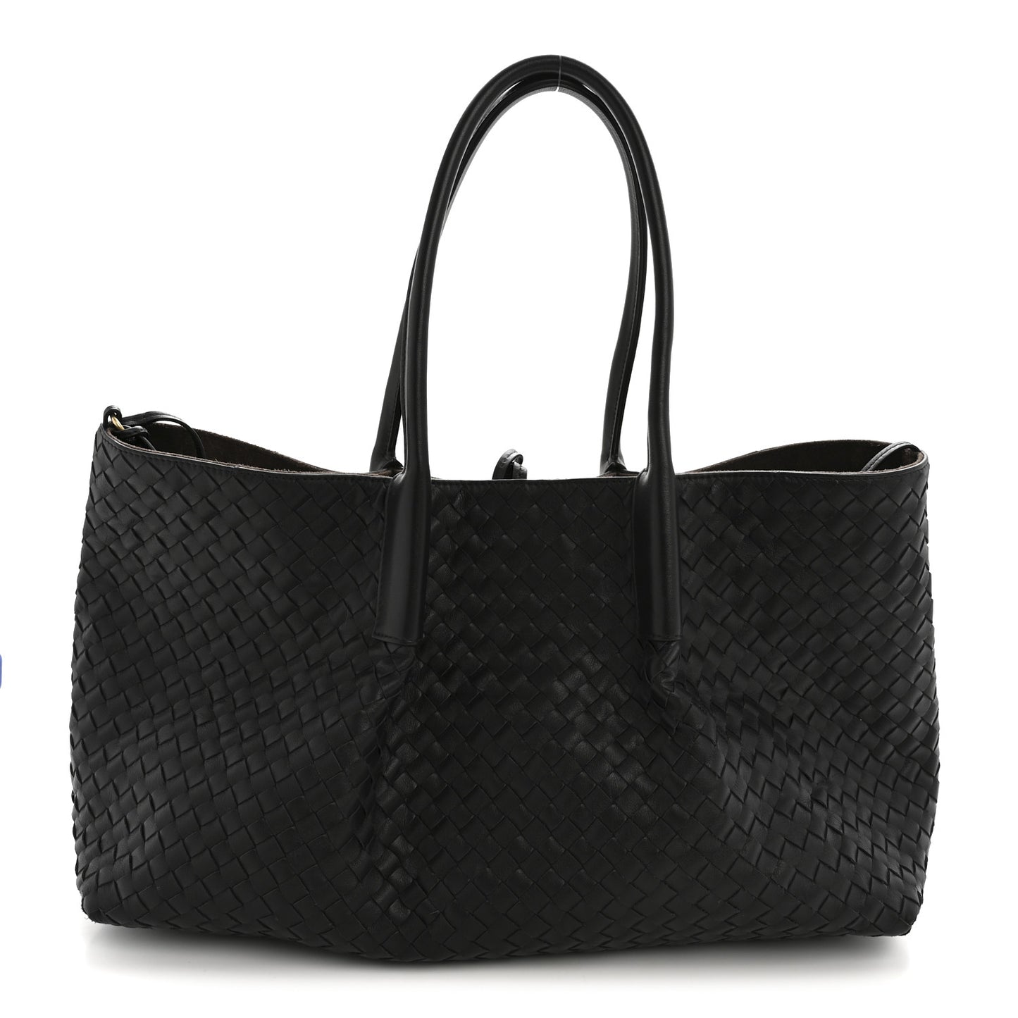 Calfskin Intrecciato Pinacoteca Reversible Tote Black Fondant