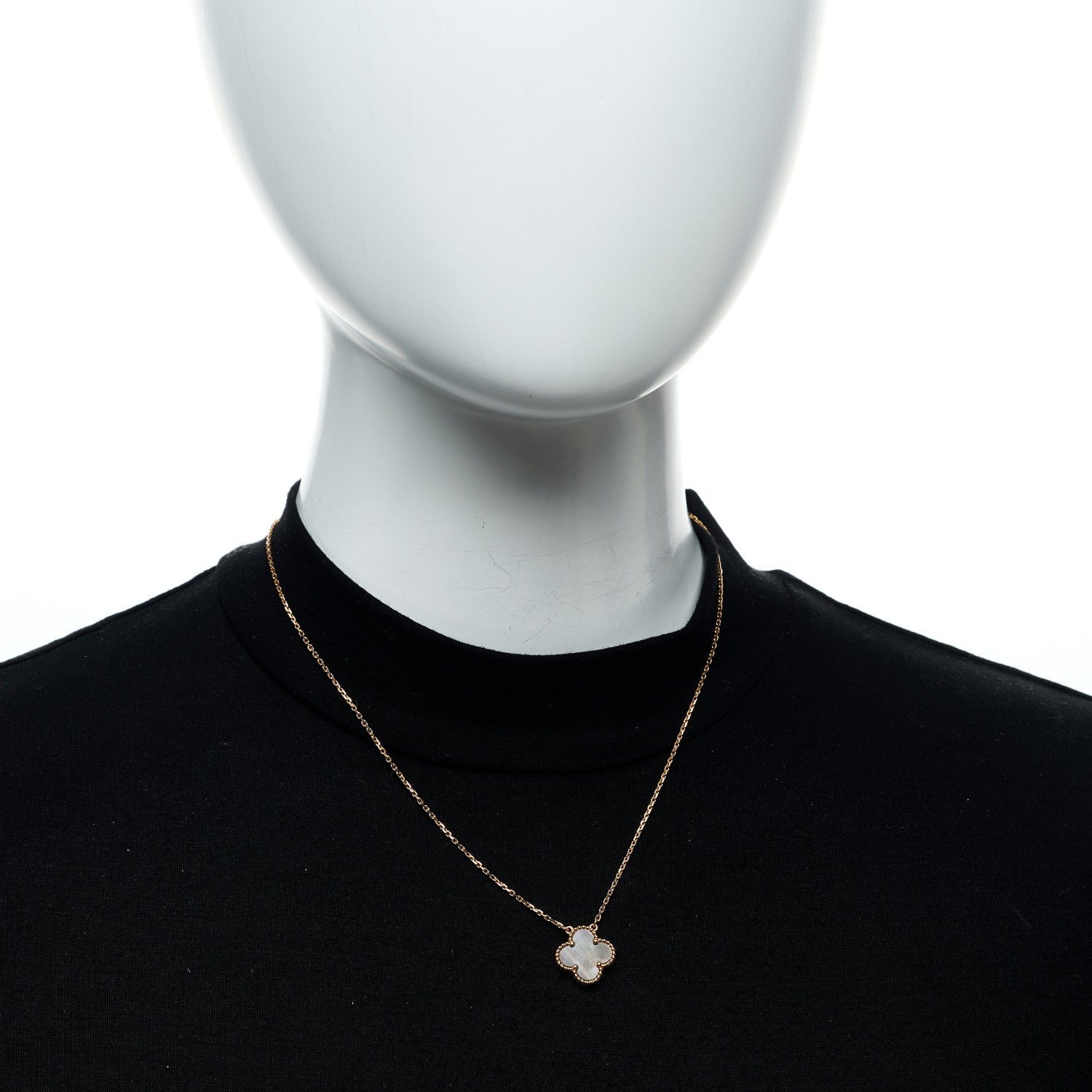 Van Cleef & Arpels 18K Rose Gold Gray Mother of Pearl Vintage Alhambra Pendant Necklace 2 of 5