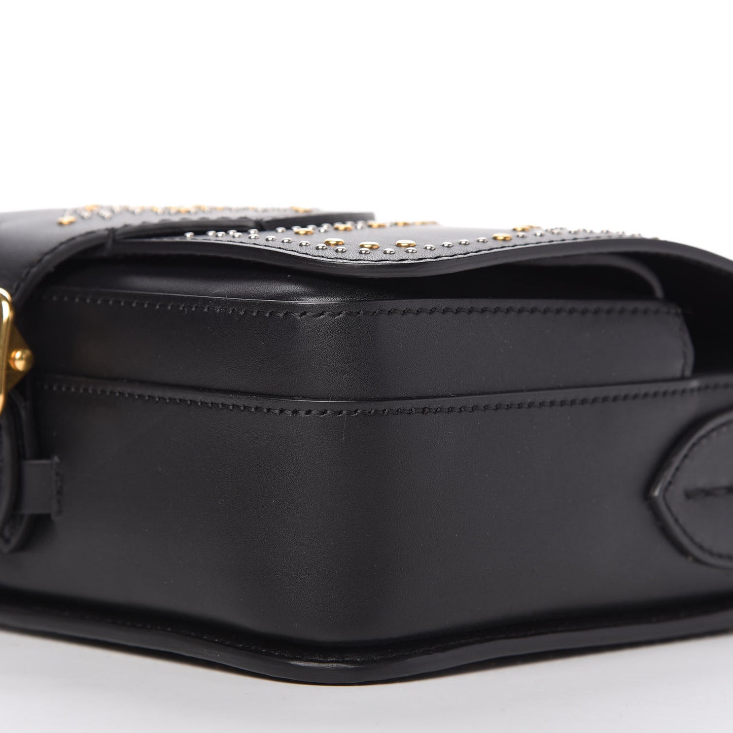 Calfskin Studded Square Satchel Black