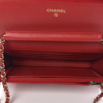Chanel Caviar Quilted Wallet on Chain WOC Red 5 of 14