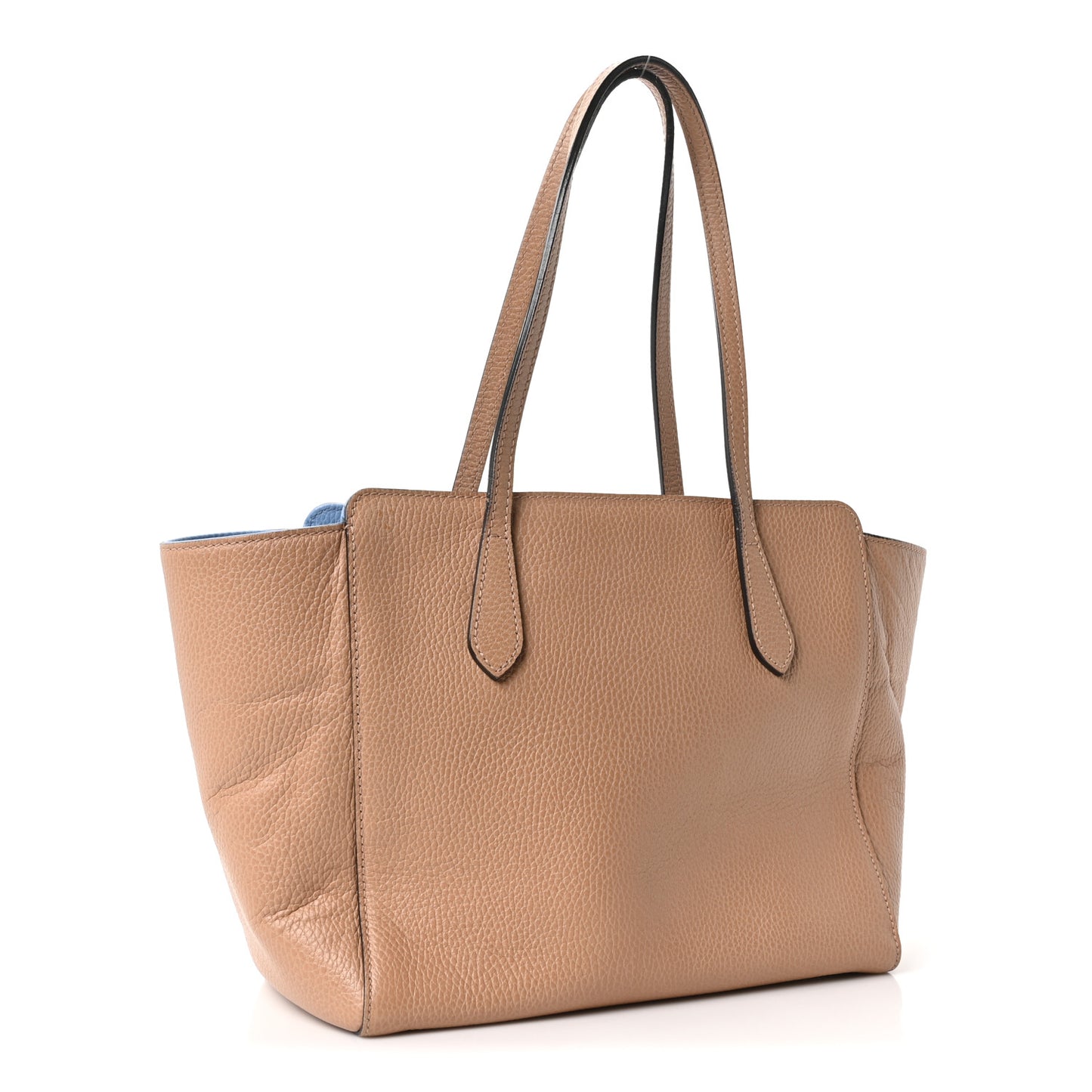 Dollar Calfskin Small Swing Tote Camelia Mineral Blue