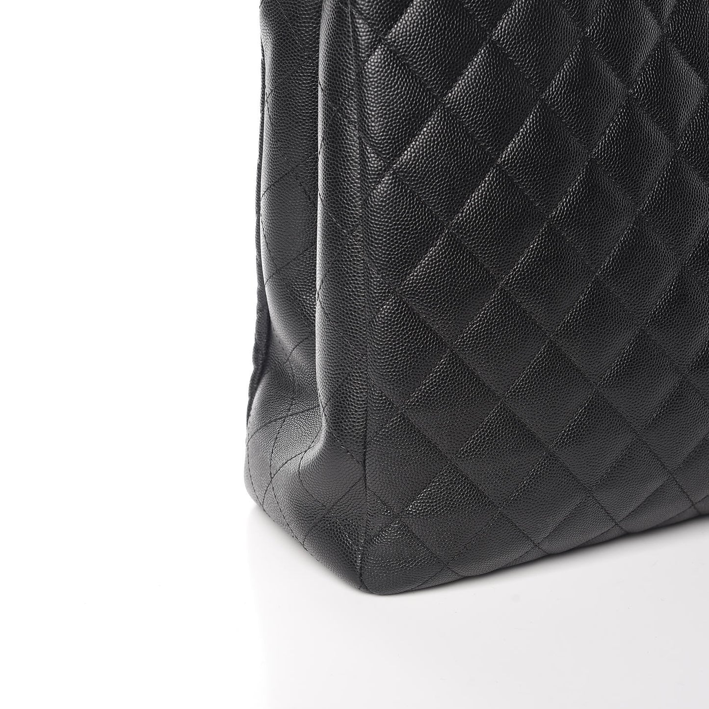 Caviar Quilted Large Classic Shopping Tote Black