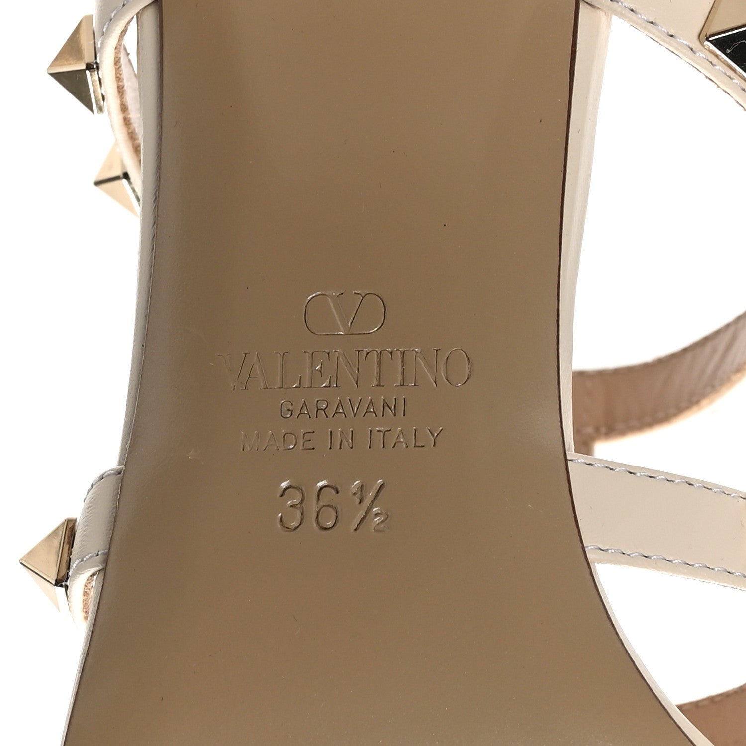 Valentino Garavani Calfskin Nappa Rockstud 60mm Caged Slide Sandals 36.5 Light Ivory 9 of 9
