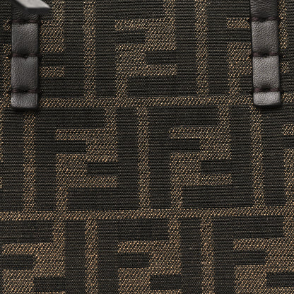 Fendi Fabric Jacquard Vitello Grace FF 1974 Mini Roll Tote Tobacco Moro Ebano 8 of 11