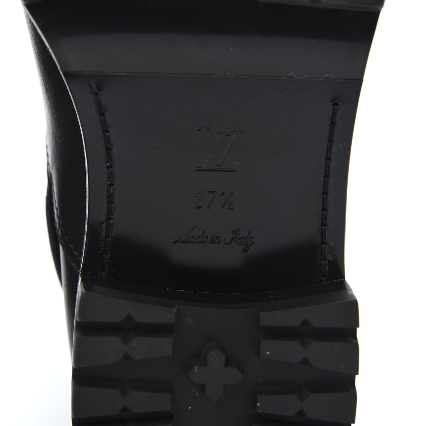 Calfskin Monogram Flat Boots 37.5 Black