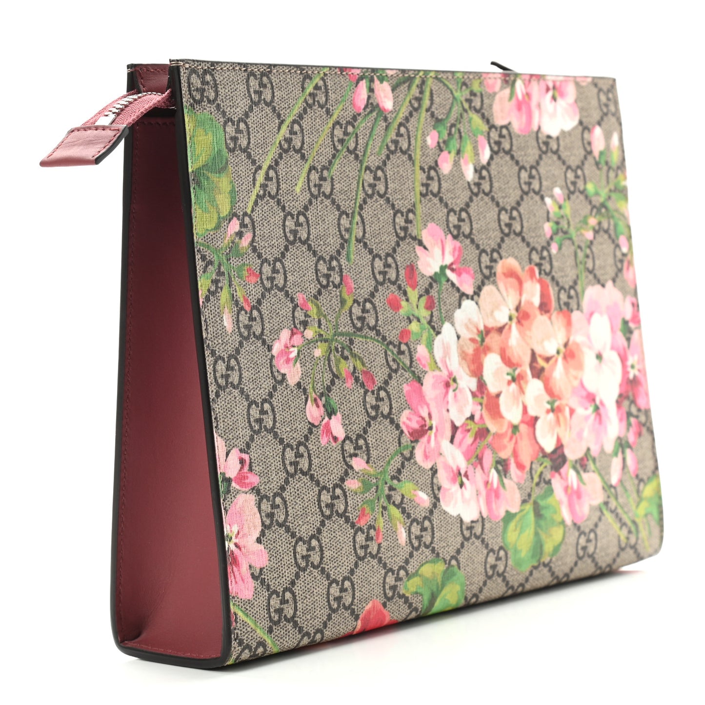 GG Supreme Monogram Blooms Large Cosmetic Case Beige Multicolor Dry Rose