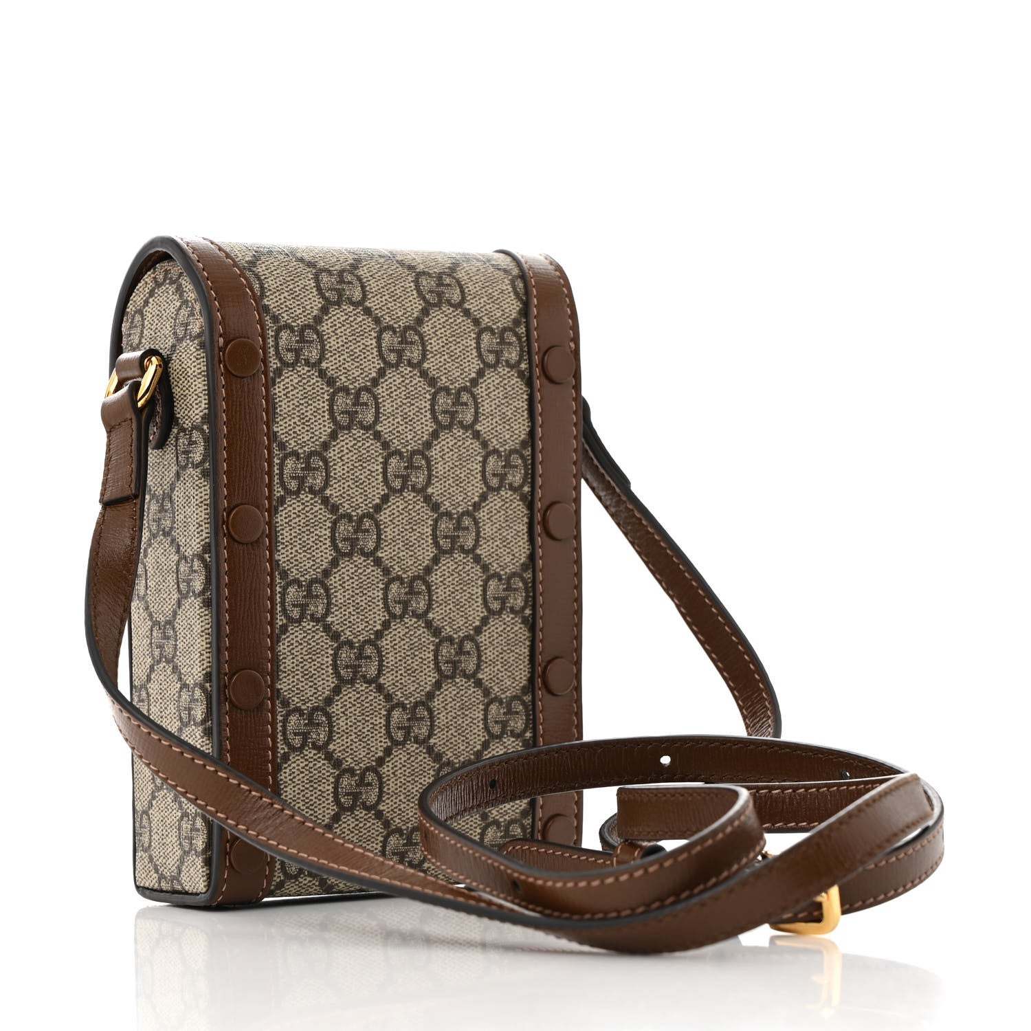 Gucci GG Supreme Monogram Mini Horsebit 1955 Crossbody Bag Beige Brown Sugar 3 of 11