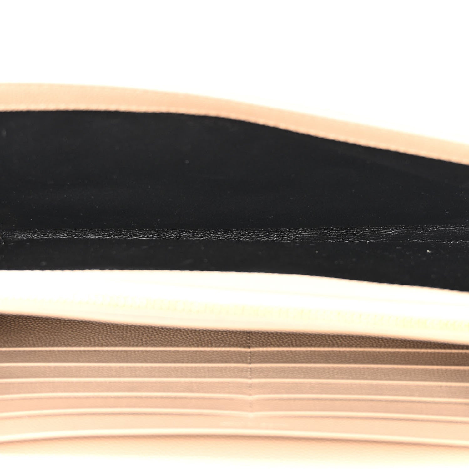 Saint Laurent Grain De Poudre Matelasse Chevron Monogram Chain Wallet Dark Beige 5 of 10