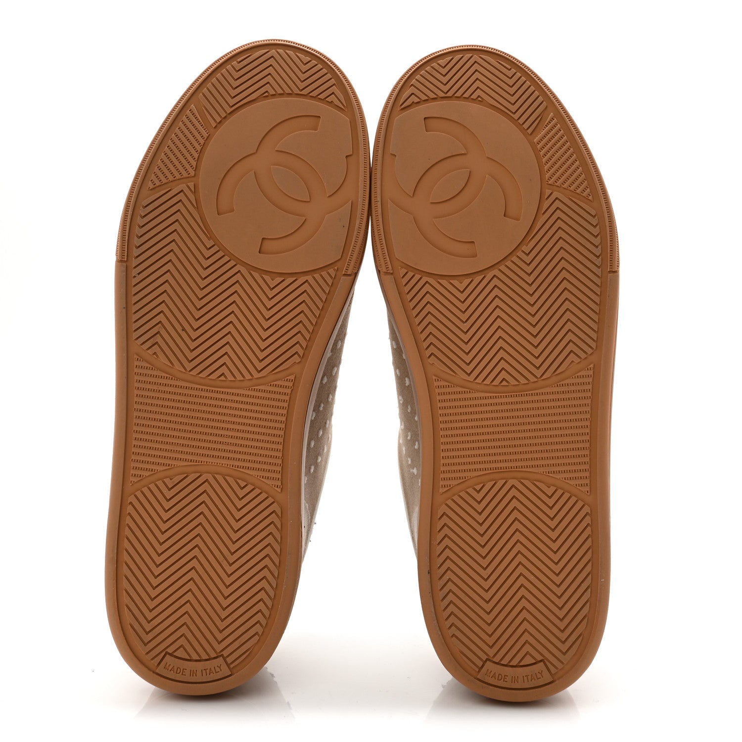 Chanel Fabric Suede Calfskin Logo Sneakers 40 Light Beige 6 of 9