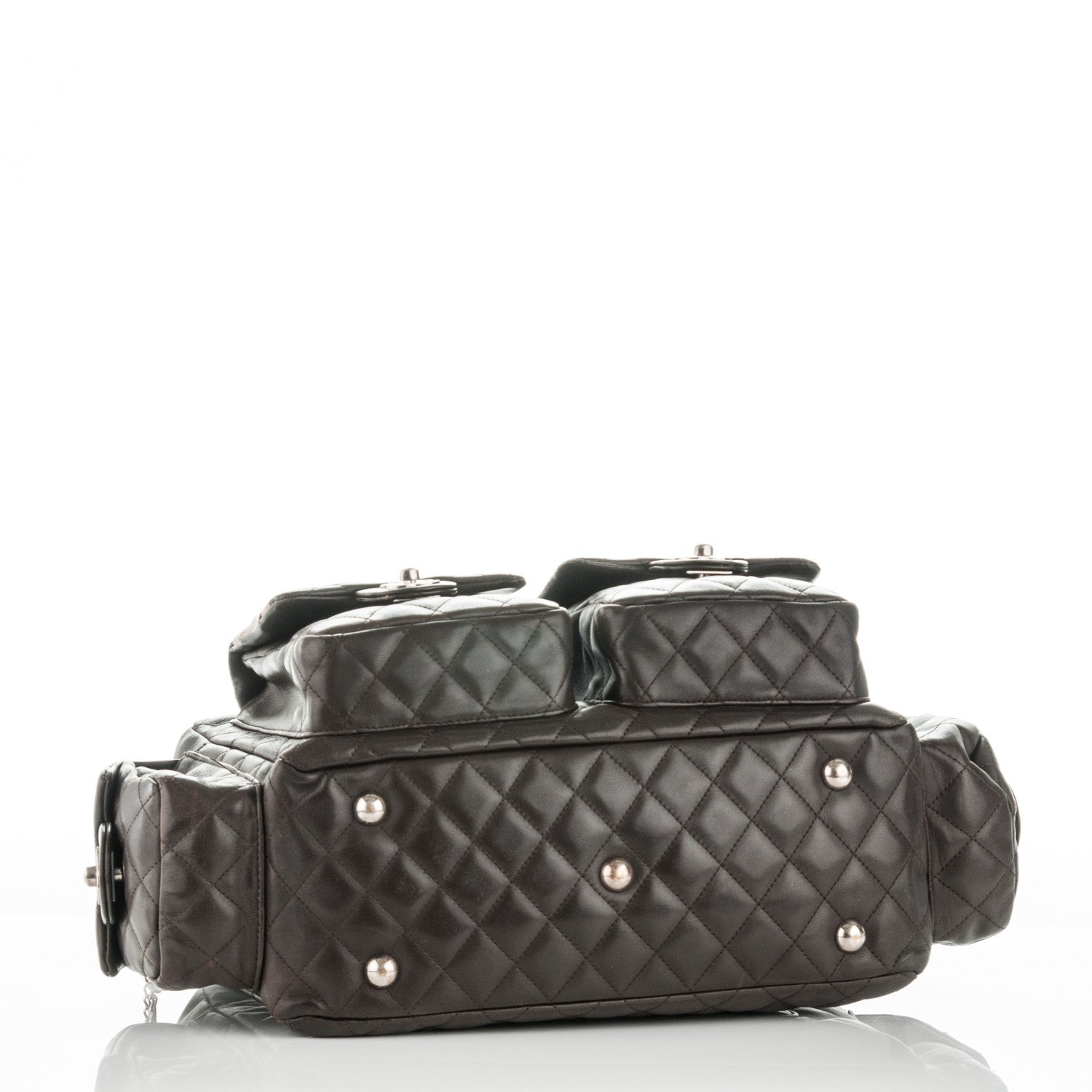 Chanel Calfskin Quilted Large Cambon Multipocket Reporter Brown Beige 4 of 7