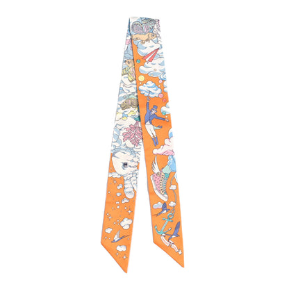 Hermes Silk Sur Mon Nuage Twilly Abricot Bleu Multicolor 2 of 4