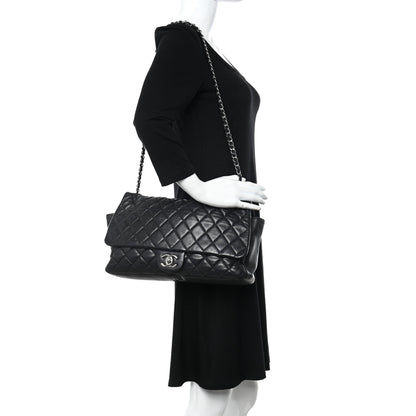 Chanel Lambskin Quilted Jumbo Coco Rain Flap Black 2 of 24