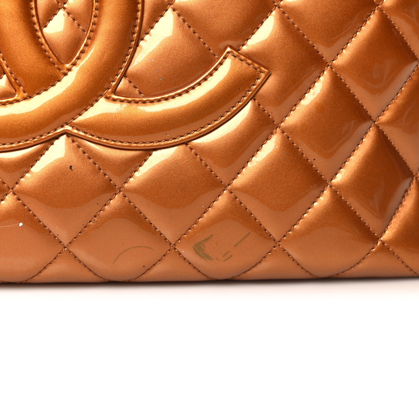Metallic Patent Quilted Grand Shopping Tote GST Bronze