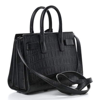 Saint Laurent Calfskin Crocodile Embossed Nano Sac De Jour Black 2 of 5