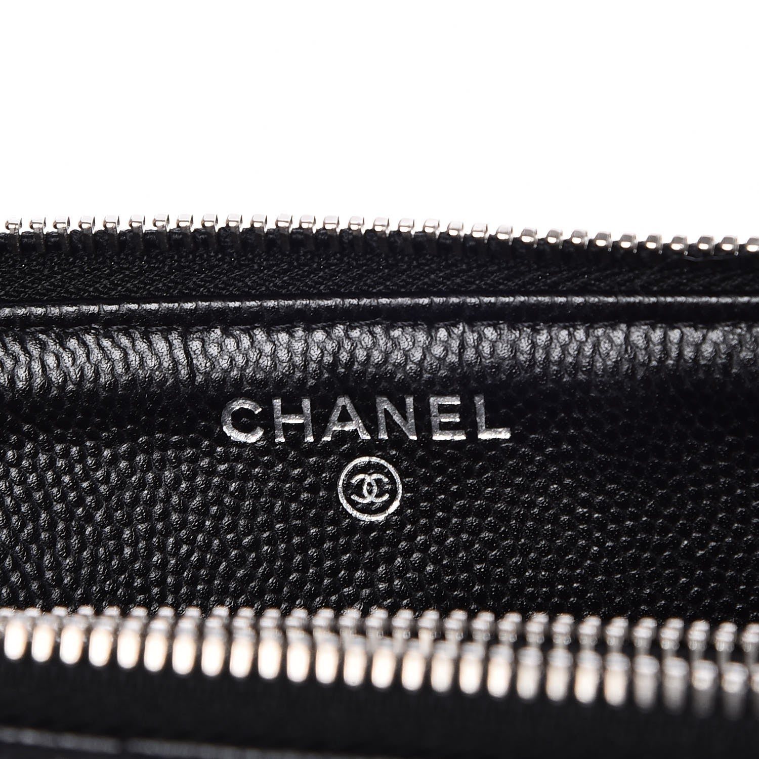 Chanel Caviar Chevron Quilted Large Zipped Clutch Black 7 of 9