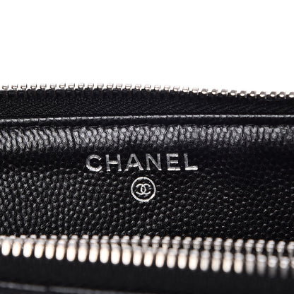 Chanel Caviar Chevron Quilted Large Zipped Clutch Black 7 of 9