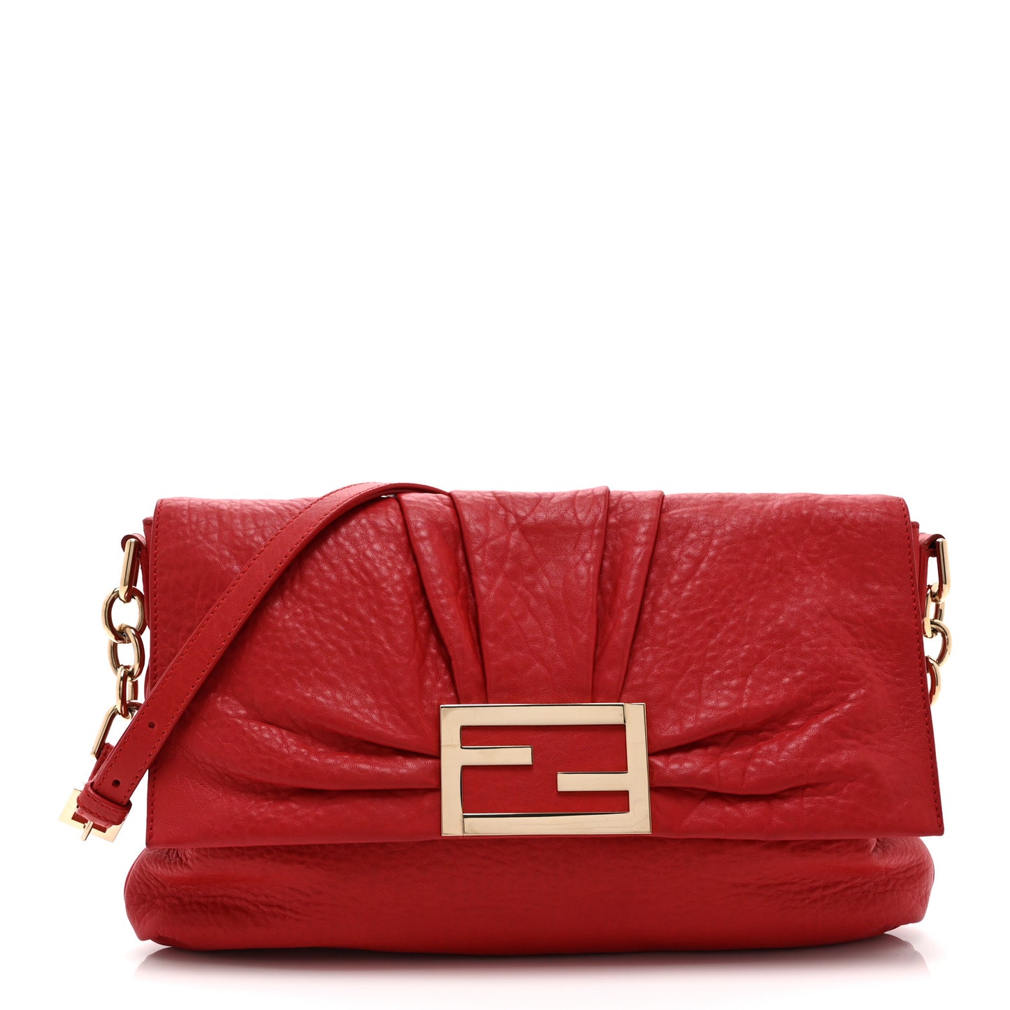 Crinkled Lambskin Mia Shoulder Flap Red