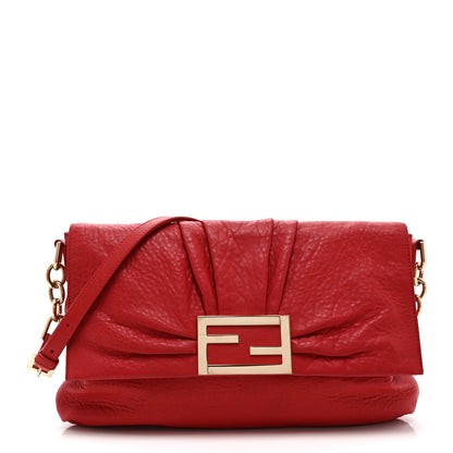 Fendi Crinkled Lambskin Mia Shoulder Flap Red 1 of 11