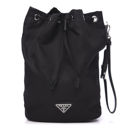 Prada Saffiano Tessuto Nylon Vela Bucket Wristlet Black 1 of 8