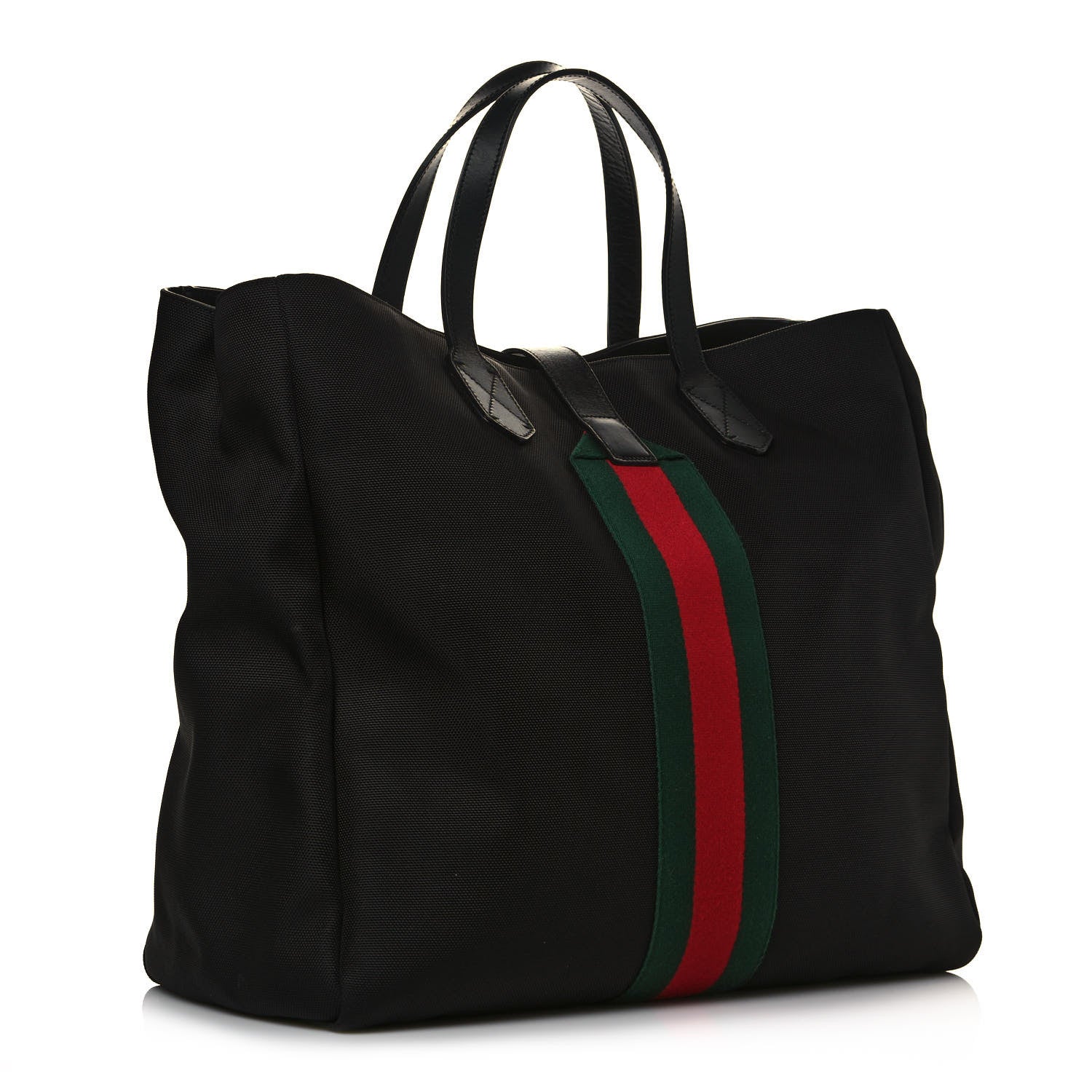 Gucci Techno Canvas Web Single Buckle Tote Black 3 of 12