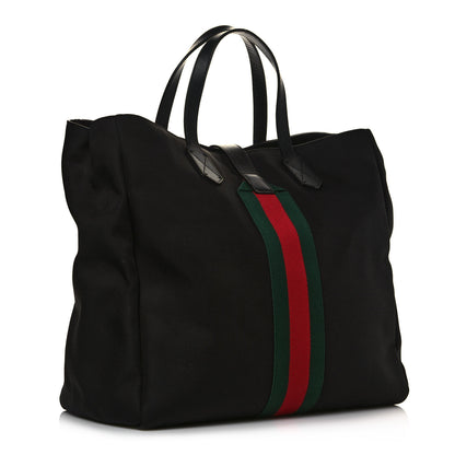 Gucci Techno Canvas Web Single Buckle Tote Black 3 of 12