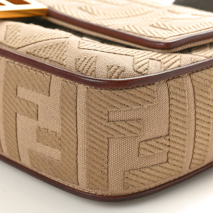 Fendi Canvas Vitello King Bi-Color Strap FF Embroidered Baguette Beige 10 of 10