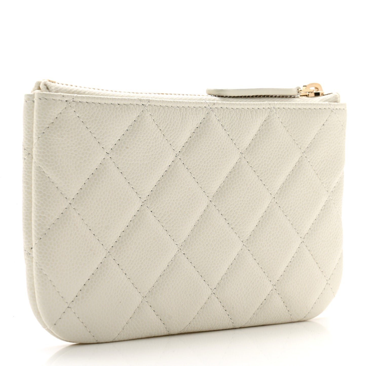 Caviar Quilted Small Cosmetic Case White