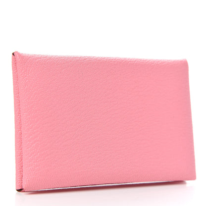 Hermes Chevre Verso Calvi Card Case Rose Confetti Brique 3 of 8