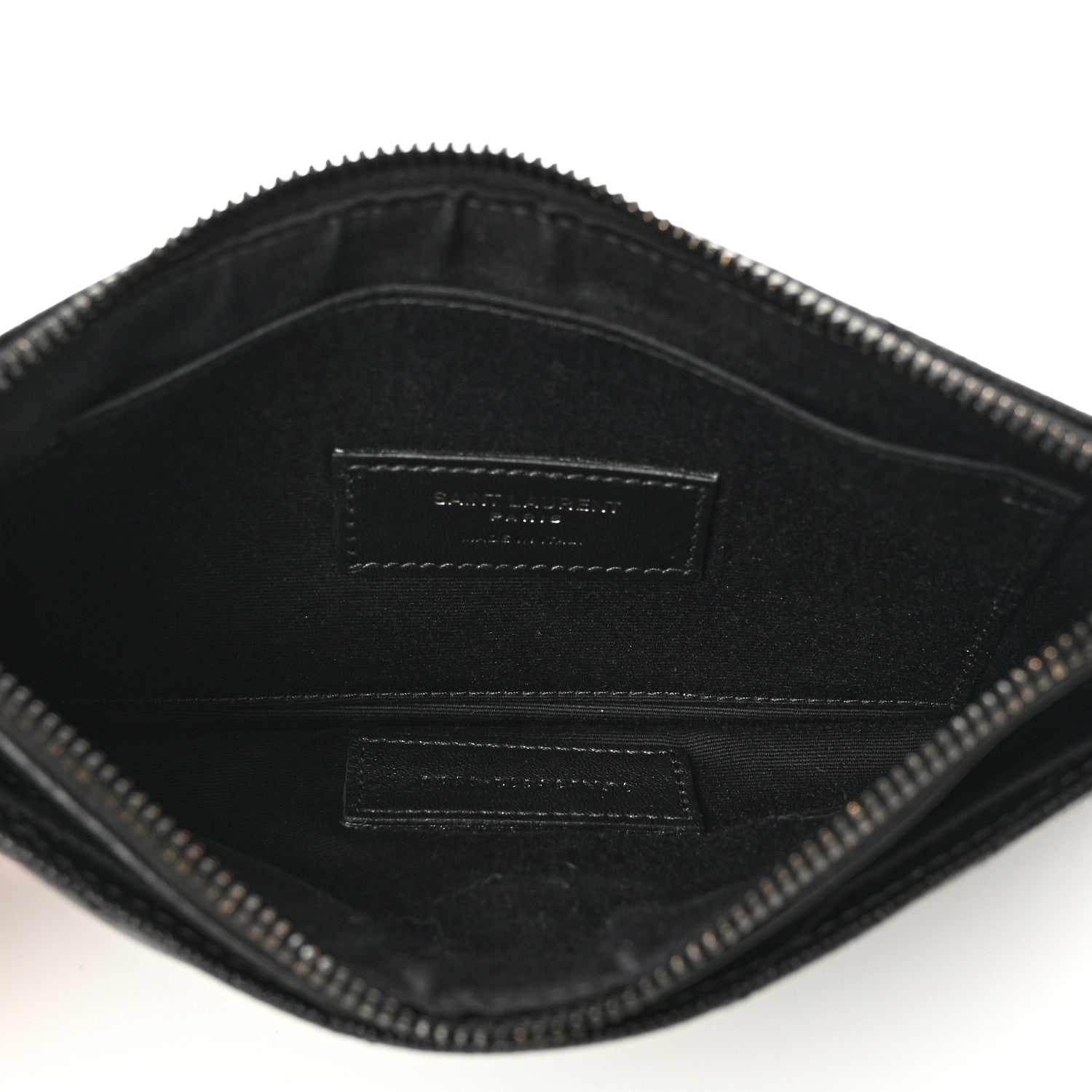 Saint Laurent Grain De Poudre Chevron Monogram Bill Pouch Black 5 of 8