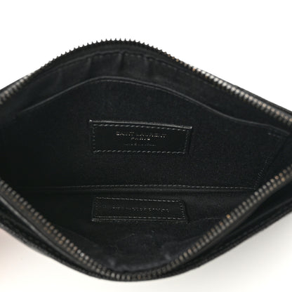 Saint Laurent Grain De Poudre Chevron Monogram Bill Pouch Black 5 of 8