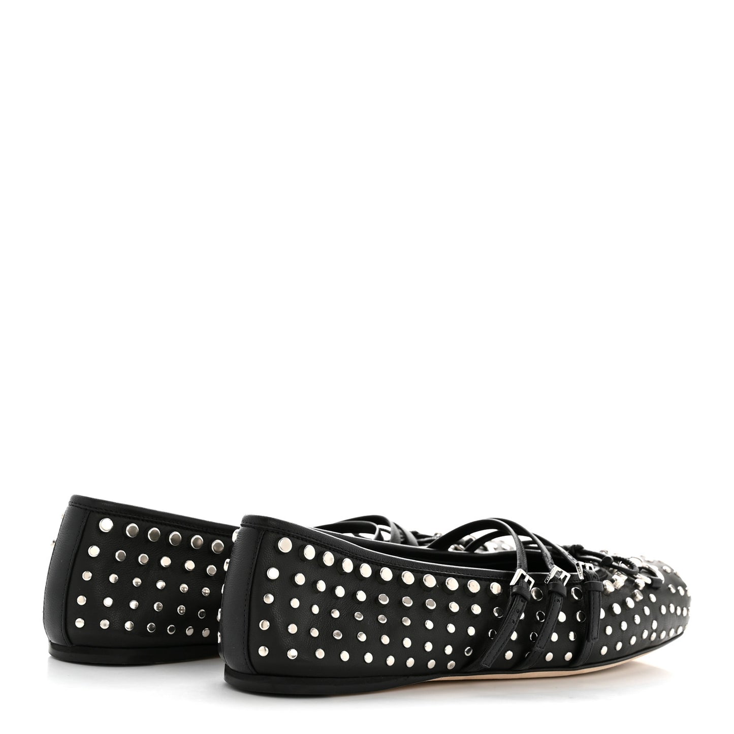 Nappa Carmaque Studded Horsebit Ballet Flats 39.5 Black