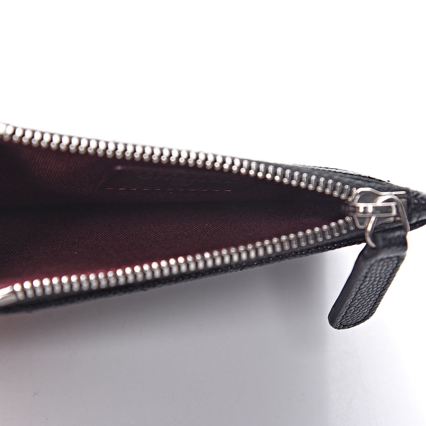 Caviar Chevron Quilted CC Zip Card Holder Black