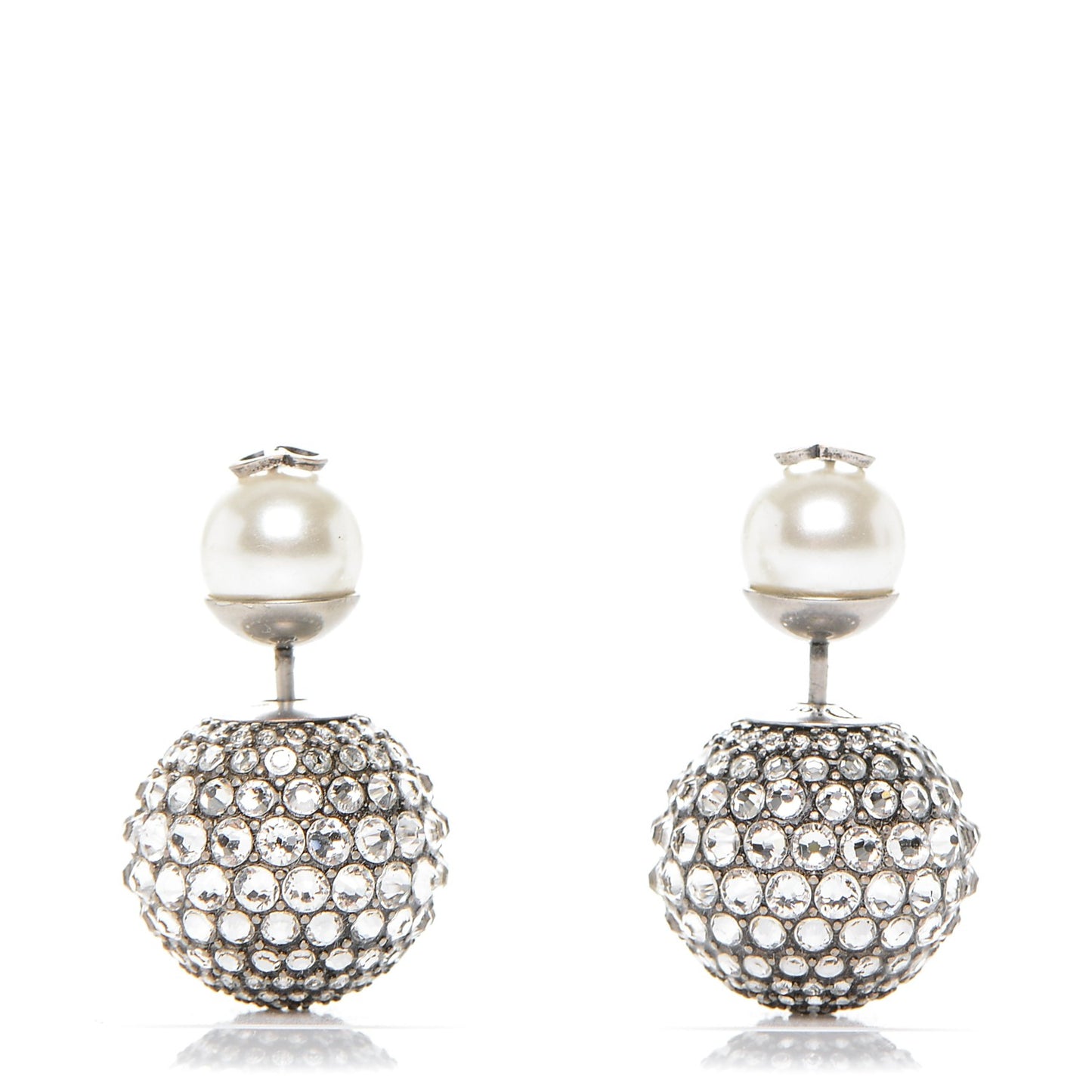 Crystal Pearl Dior Tribales Earrings Silver