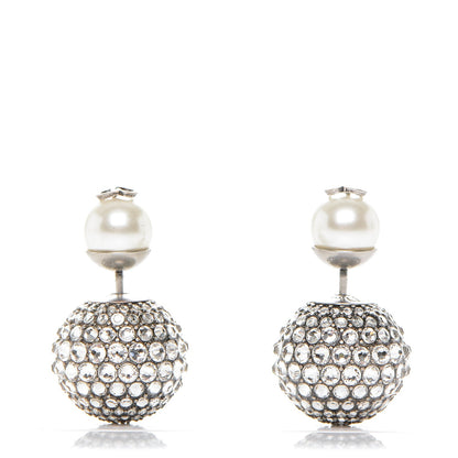 Christian Dior Crystal Pearl Dior Tribales Earrings Silver 1 of 5