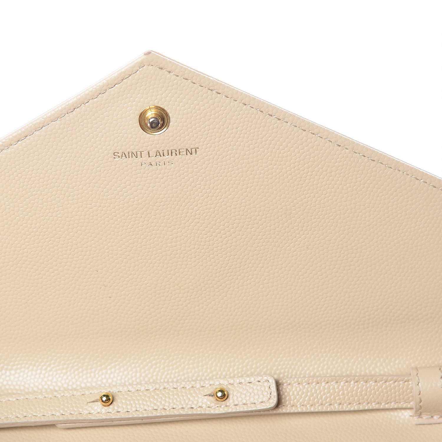 Saint Laurent Grain De Poudre Matelasse Chevron Monogram Chain Wallet Nude Powder 6 of 15