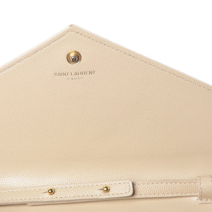 Saint Laurent Grain De Poudre Matelasse Chevron Monogram Chain Wallet Nude Powder 6 of 15