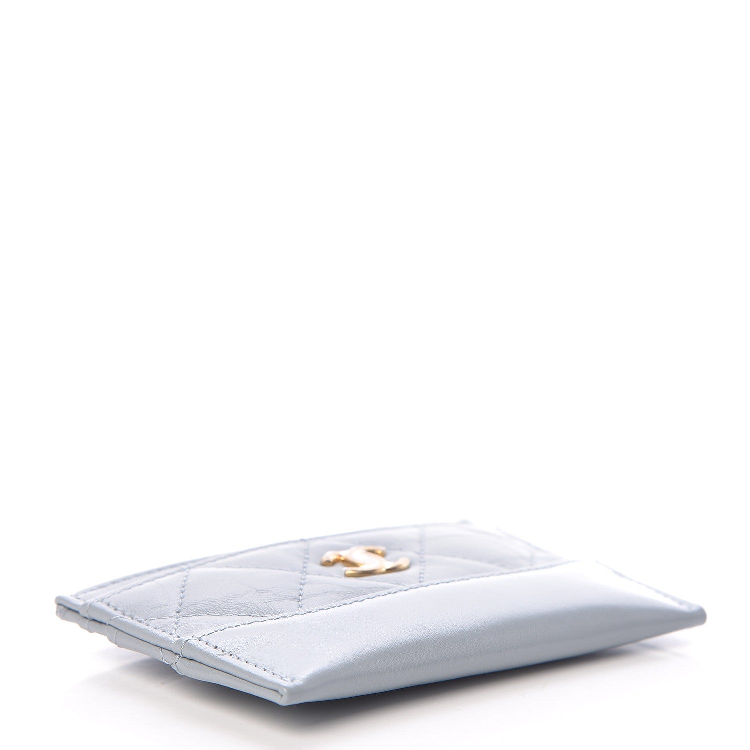 Chanel Aged Calfskin Quilted Gabrielle Card Holder Wallet Light Blue 4 of 9