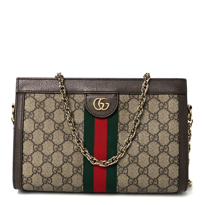 Gucci GG Supreme Monogram Web Small Ophidia Chain Shoulder Bag Brown 1 of 11