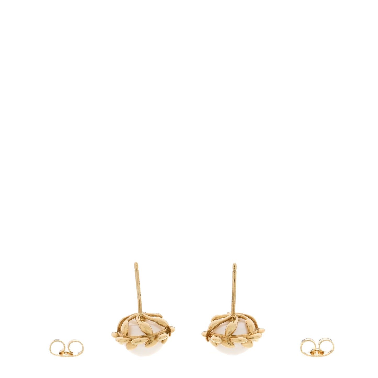 18K Yellow Gold Freshwater Cultured Pearl Paloma Picasso Olive Leaf Earrings