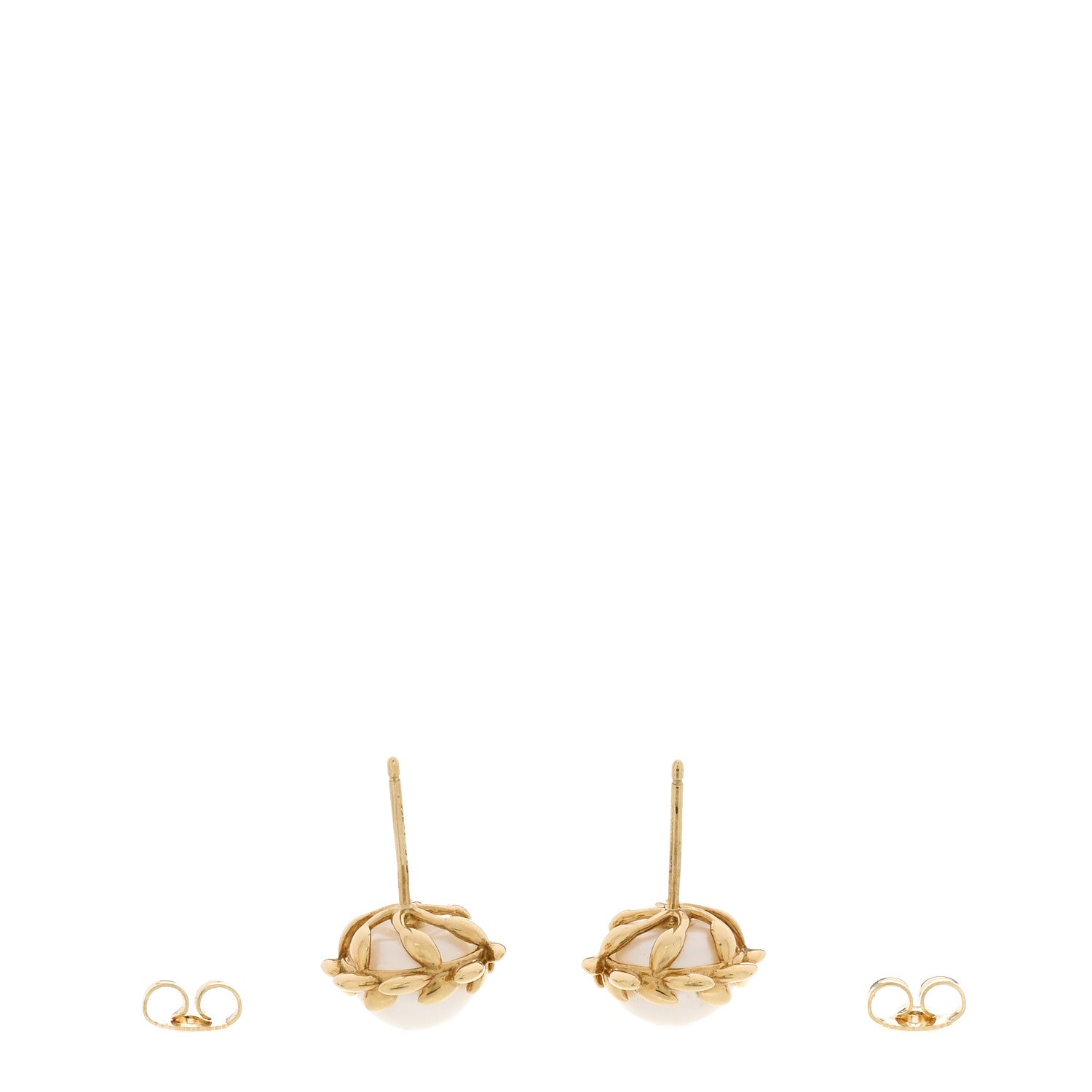 Tiffany 18K Yellow Gold Freshwater Cultured Pearl Paloma Picasso Olive Leaf Earrings 3 of 4