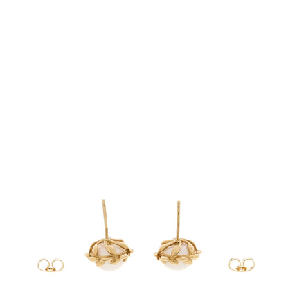 Tiffany 18K Yellow Gold Freshwater Cultured Pearl Paloma Picasso Olive Leaf Earrings 3 of 4