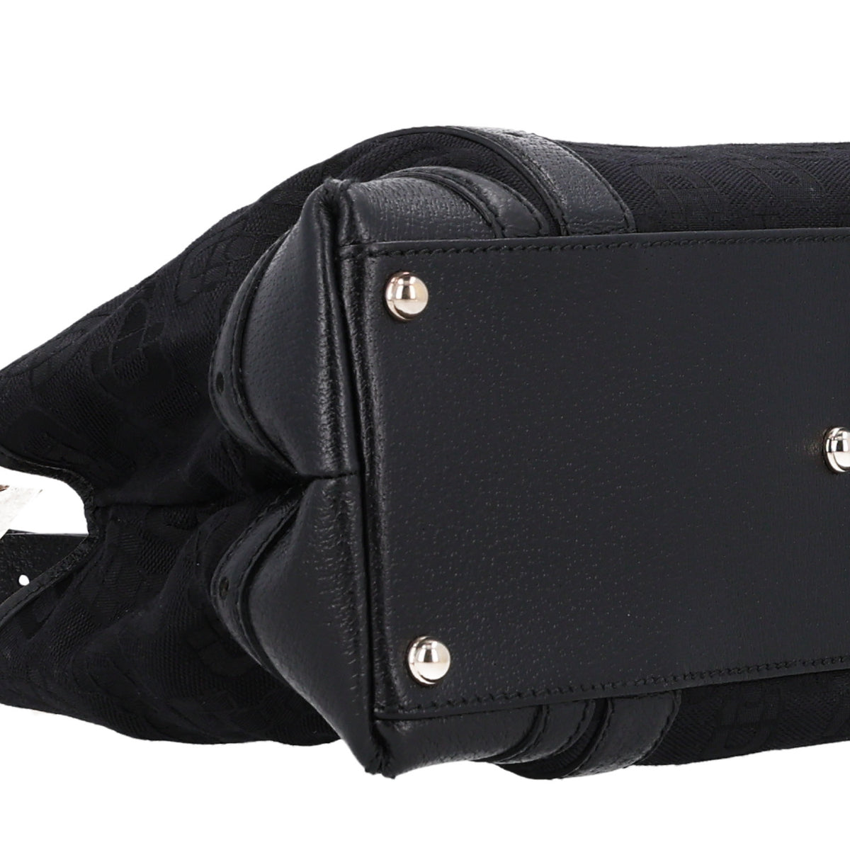 Canvas Horsebit Print Shoulder Bag Black