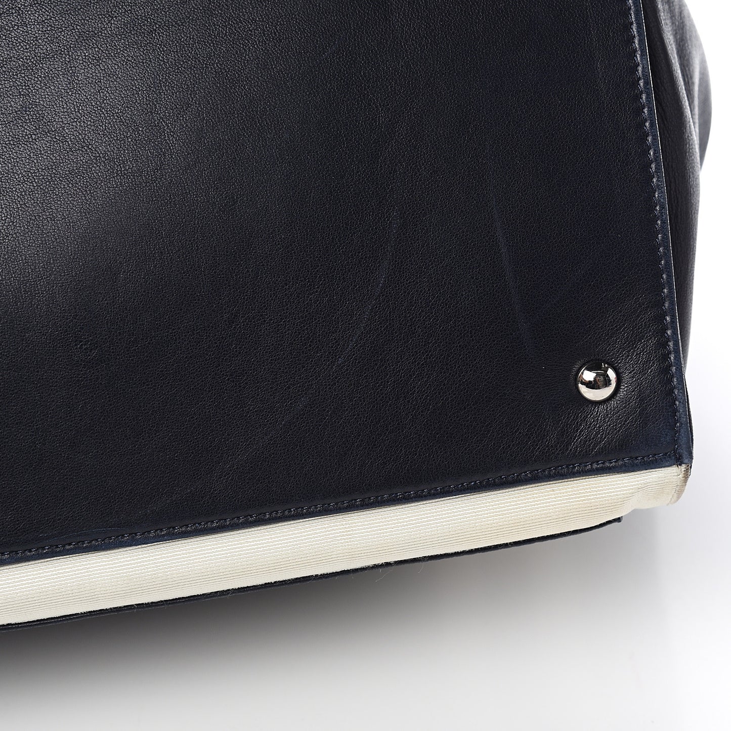 Lambskin Quilted Lido Shopping Tote Dark Navy Blue