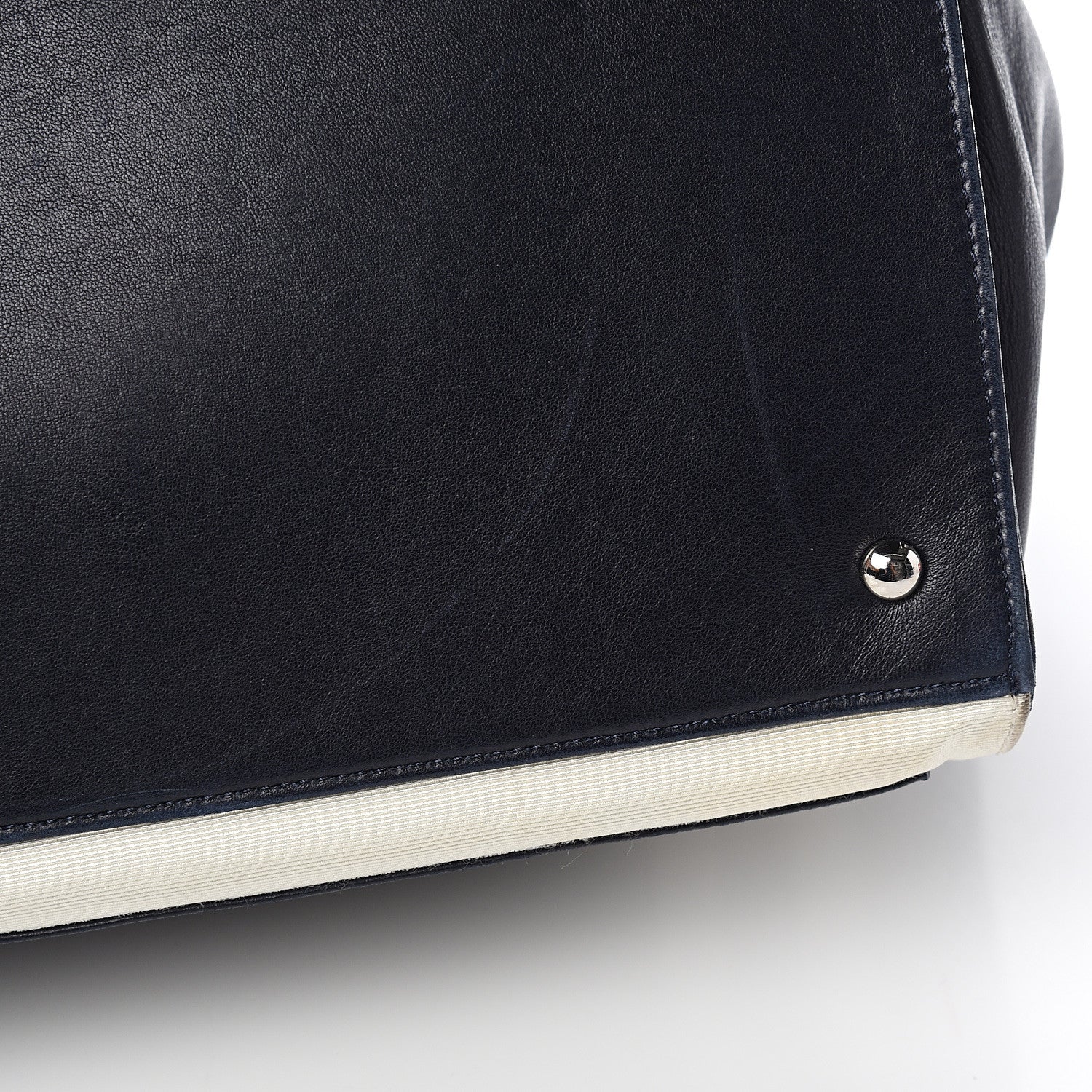 Chanel Lambskin Quilted Lido Shopping Tote Dark Navy Blue 11 of 12